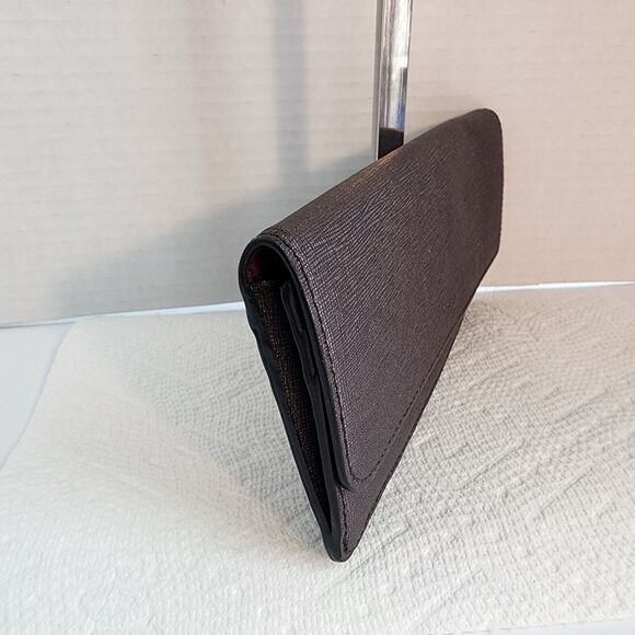 Coach Black Envelope Clutch Leather Wallet Snap Closure Zipper Pocket Vtg w/COA - Picture 3 of 14